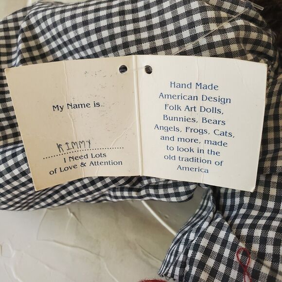 Riches To Rags 20" Hand Made Rag Doll With Tag "Kimmy" Folk Art American Design - Picture 4 of 14